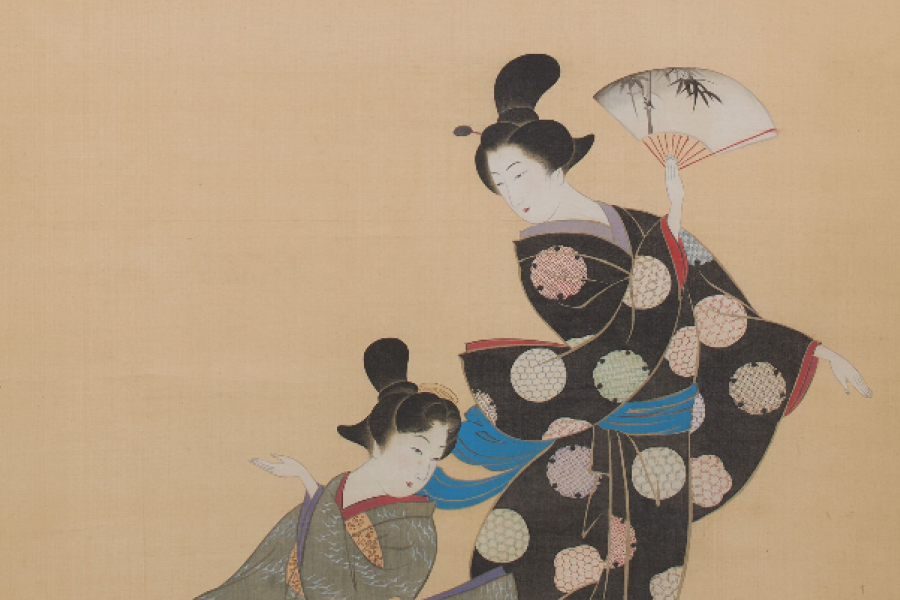 Suzuki Kiitsu, Tänzerinnen (Detail), Japan, 1. H. 19. Jh., Hängerolle, MK&G, Erworben mit Mitteln der Campe’schen Historischen Kunststiftung aus der Sammlung Walter Gebhard, Foto: MK&G, Tobias Eckmann