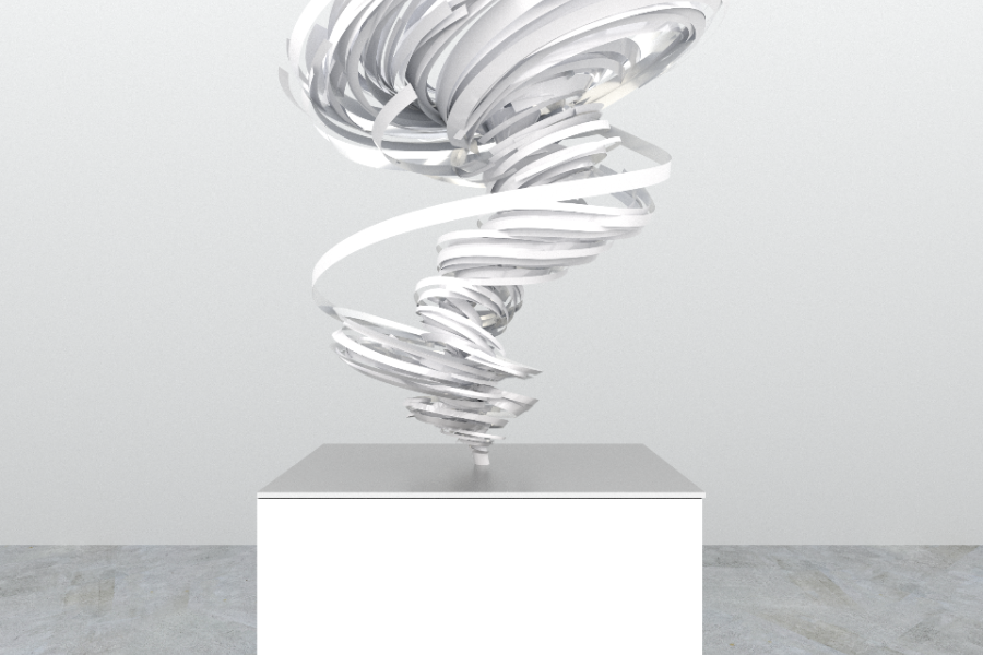 Alice Aycock, "Goya", 2023 (Digital Rendering), White powder coated aluminium, 111 x 95 x 95 cm | 43 3/4 x 37 3/8 x 37 3/8 in, Edition of 5 plus 2 artist's proofs (#5/5)