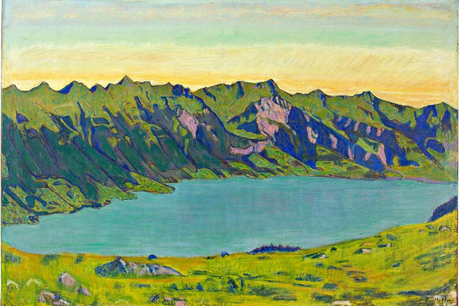 Ferdinand Hodler, Der Brienzersee von Breitlauenen aus, 1906  Öl und Fettkreide auf Leinwand, 65,5 x 95,5 cm Privatsammlung Foto: Courtesy Galerie Kornfeld, Bern