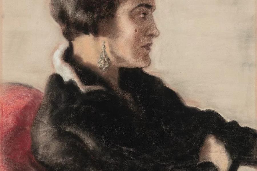 Alfons Walde  Portrait Hilda Walde, um 1925 61 x 48,5 cm, Werkverzeichnis Nr. D-KÖ-161 Bild: Galerie Susanne Bauer