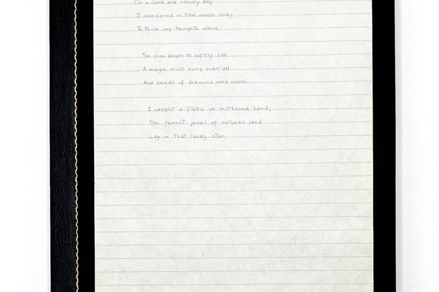 Type Punch Matrix An original autograph manuscript of one of Plath’s earliest poems, The Snowflake Star , completed in early 1945, just before she turned 14. $45,000