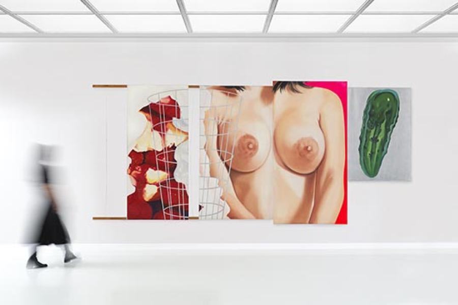 50 James Rosenquist	 Playmate, 1966. Öl auf Leinwand in vier Teilen, Holz, Metalldraht Schätzpreis: € 1.000.000 - 1.500.000