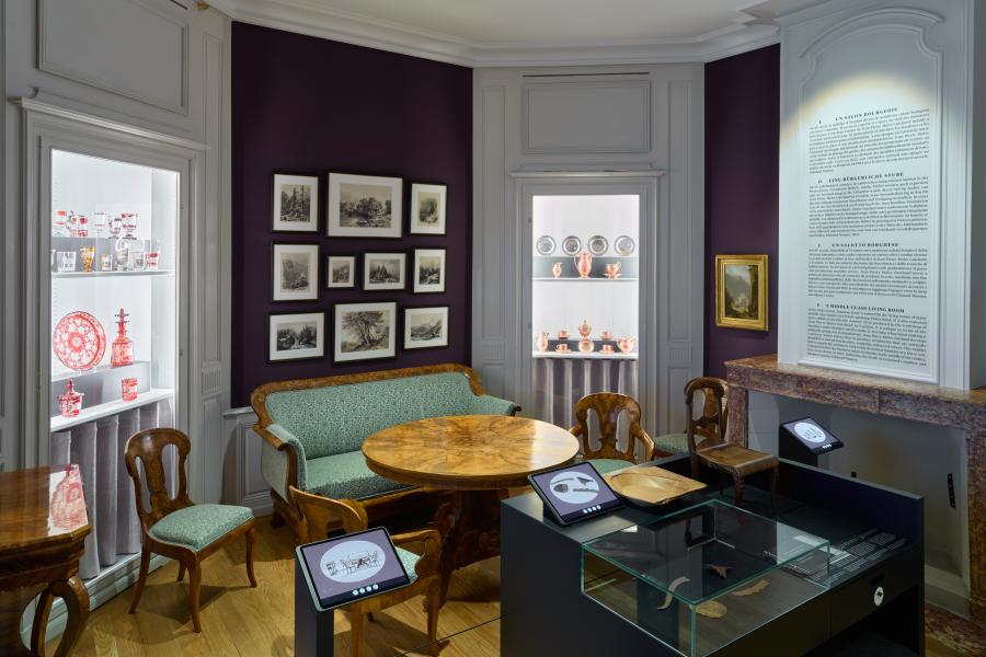 Un salon bourgeois  Atelier de Jean-Pierre-Moïse Guichard et d'Edouard Wanner, 1830-1865  © Musée national suiss