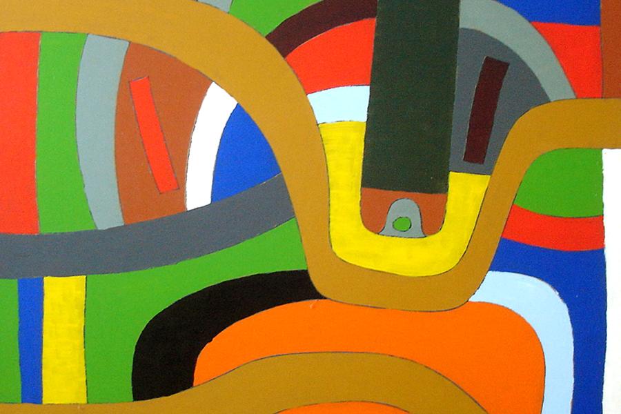 Franz Ecker, Komposition 1, 85 x 85 cm, Öl auf Platte