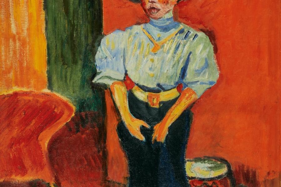 MAX PECHSTEIN, Junge Dame mit Federhut, 1910 © Renate und Friedrich Johenning Stiftung, Foto: Leopold Museum, Wien © Pechstein–Hamburg/Tökendorf/Bildrecht Wien, 2024