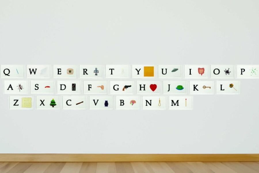 John Baldessari (1931–2020), A B C Art (Low Relief): A/Ant, Etc. (Keyboard), 2009. Mixografía® print in colours, on handmade paper in 26 parts. Overall: 44 x 259 x 2½ in (111.7 x 657.8 x 6.4 cm). Offered in Contemporary Edition: New York from 10–23 July at Christie's Online