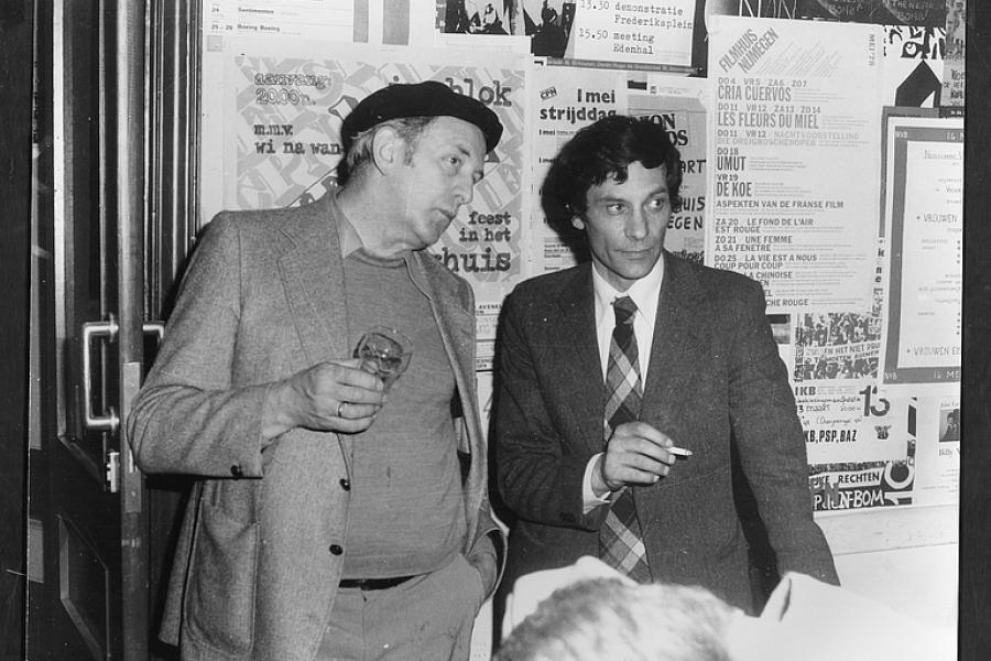 Hans van der Grinten und Jan Hoet anlässlich eines Vortrags von Joseph Beuys im Politiek Cultureel Centrum 042, Nijmegen, 29. April 1978 Foto: Otto Friedrichs