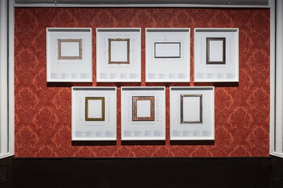 Walid Raad, Epilogue V: The Frames (installation view, Hamburger Kunsthalle 2023), 2021Pigmented inkjet printsCourtesy the artist and Sfeir-Semler Gallery Beirut/Hamburg, photo © Hamburger Kunsthalle, Fred Dott, © Walid Raad