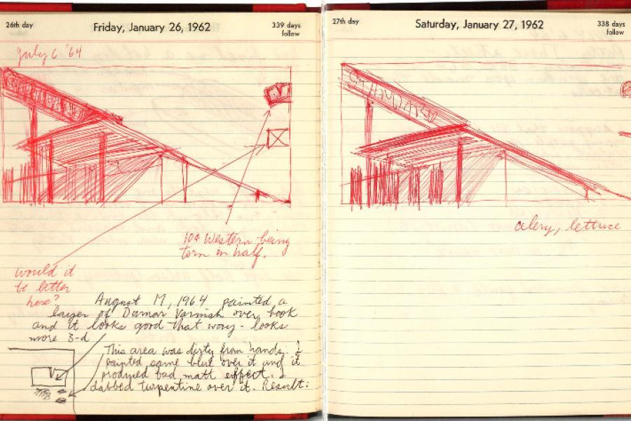 Ed Ruscha's studio notebook entries, July and August 1964. © Ed Ruscha