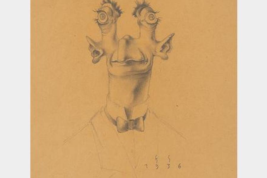 FRANZ SEDLACEK (Breslau 1891 - 1945 verschollen) Mann mit Stielaugen, 1936 Bleistift/Papier, 32,3 x 25,4 cm, SCHÄTZPREIS / ESTIMATE °€ 10000 - 20000