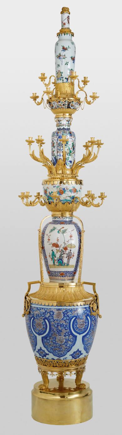 Porzellan China, Japan und Wien, 17. und frühes 18. Jahrhundert Montierungen Würth Wien Kandelaber polychrom  Porzellan; Höhe: 307 cm  © Sammlungen des Fürsten von und zu Liechtenstein, Vaduz–Wien