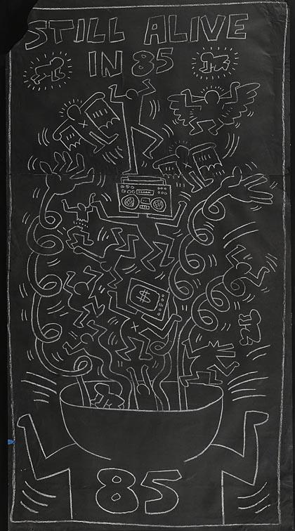 Subway drawing, 1985 Kreide auf Papier 105 x 210 cm