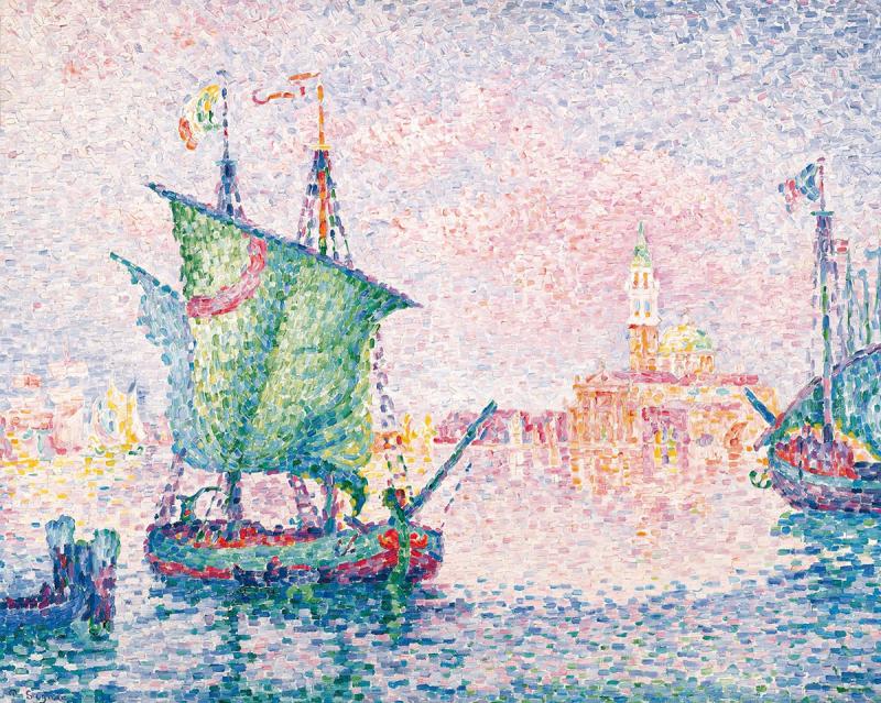 Paul Signac Venedig, die rosa Wolke / Ankerplatz bei der Giudecca, 1909  © Albertina, Wien. Sammlung Batliner