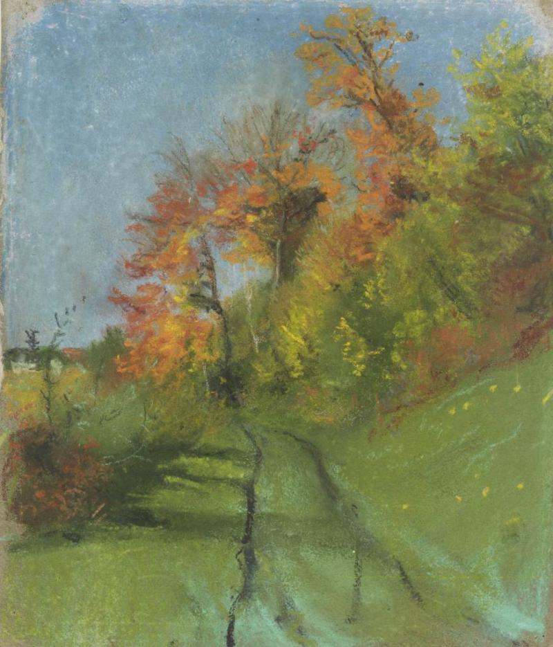 Albert Welti Wiesenweg mit Herbstbäumen, um 1895 Pastell, 27 x 22,9 cm Schaffhausen, Museum zu Allerheiligen