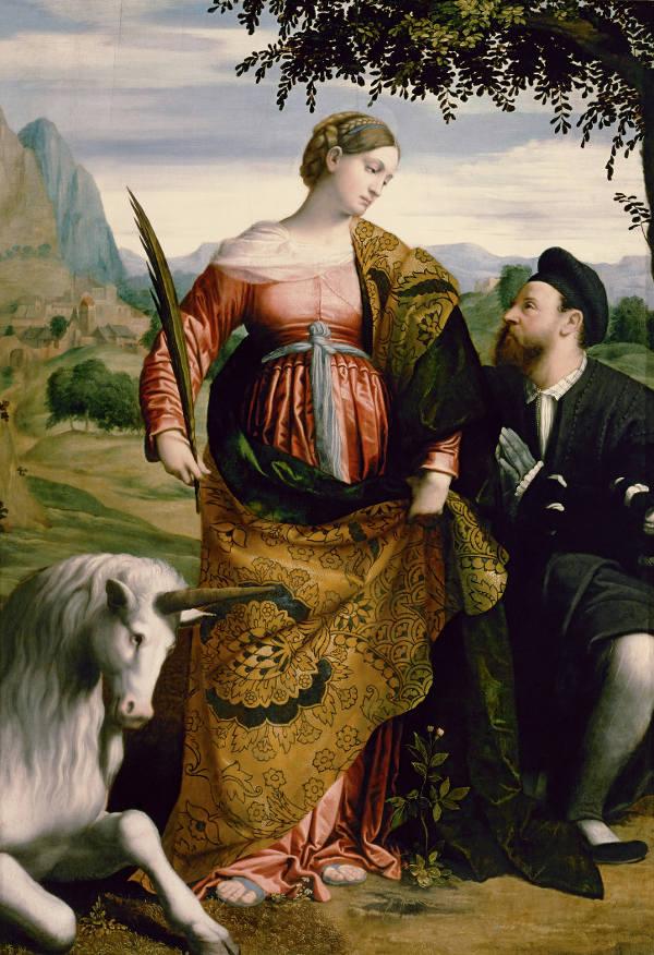 Hl. Justina (1.2 MB) Alessandro Bonvicino, gen. Moretto da Brescia (um 1498 - 1554 Brescia) Um 1530 Pappelholz, H. 200 cm, B. 139 cm © Kunsthistorisches Museum Wien