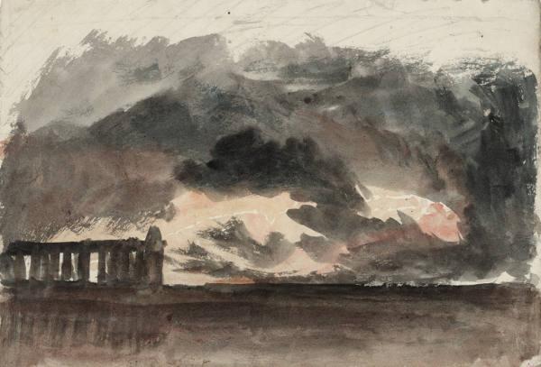 William Turner Paestum in a Thunderstorm aus der Aquarellfolge Liber Studiorum (Little Liber), um 1825 The Tate Gallery, London, Digital Image © Tate, London 2010