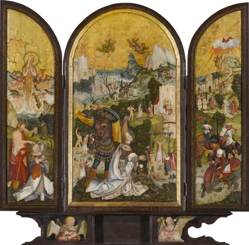 Jerg Ratgeb, Barbara-Altar (geöffnet), 1510, Leihgabe der Evangelischen Kirchengemeinde Schwaigern, Foto: Staatsgalerie Stuttgart