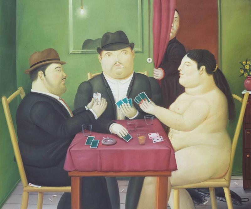 Fernando Botero, Kartenspieler, 1991 - Öl auf Leinwand, 152 x 181 cm, Privatbesitz © Fernando Botero