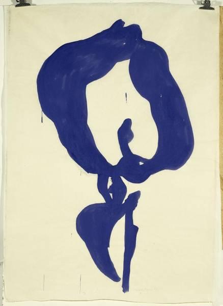 Joan Hernández Pijuan, Iris Blau, 1994, Gouache auf Japanpapier (download)