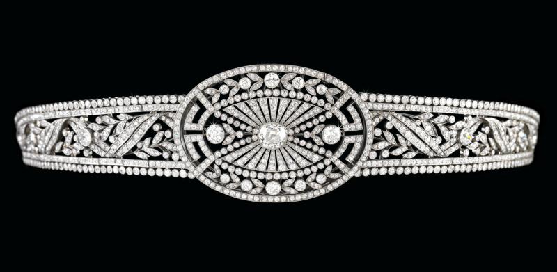 Art Déco Diamantdiadem, ca 29ct, Platin 950, € 60.000 – 100.000