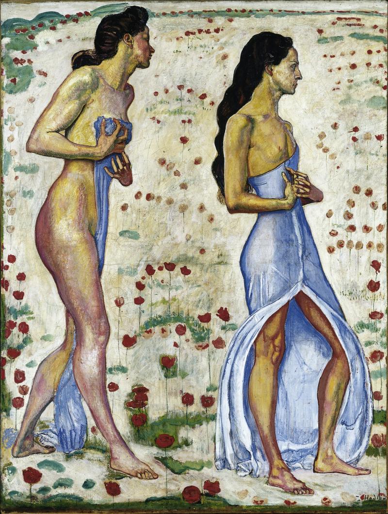 Ferdinand Hodler (1853–1918)  Zwei Frauen in Blumen (Empfindung 1a), 1901-1906 Öl auf Leinwand, 116 x 87,5 cm Archäologie und Museum Baselland © SIK-ISEA Zürich