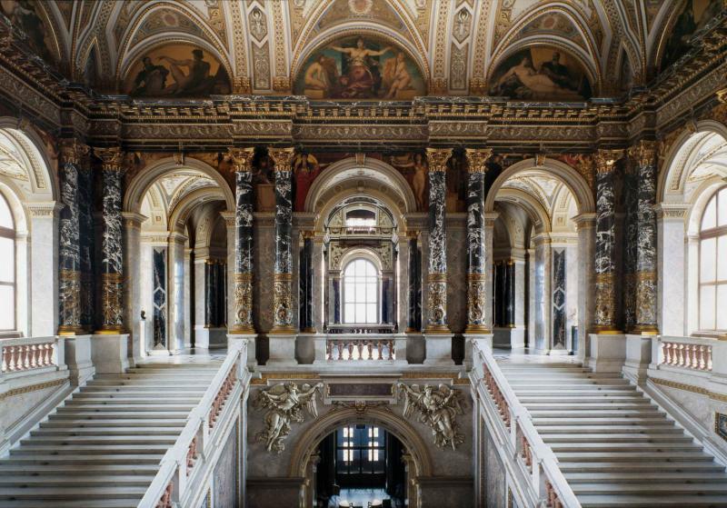 Stiegenhaus des Kunsthistorischen Museums (Nordseite), ohne Brücke © Wien, Kunsthistorisches Museum