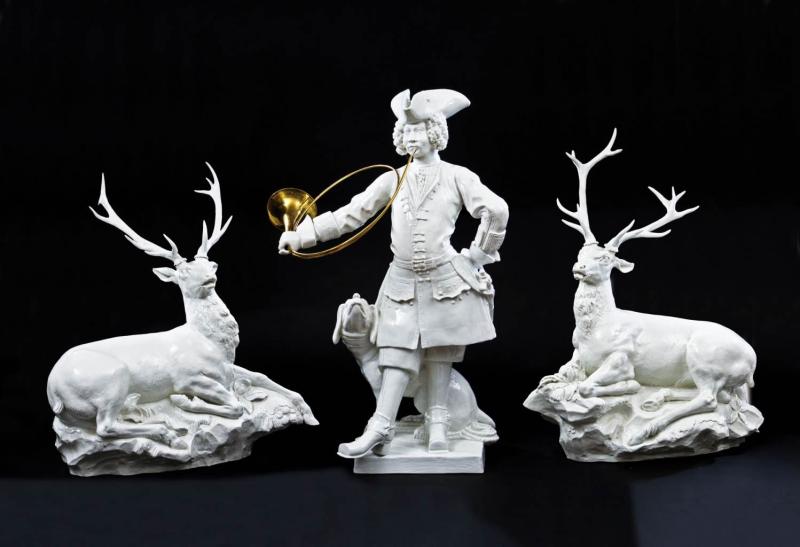 Bedeutende Porzellangruppe „Piqueurs“ und „Hirsche“, Käthe Scheurich (Entwurf) 1937, Meissen (Ausführung) 1994/95, Taxe 40.000 – 50.000 € (7256-1)