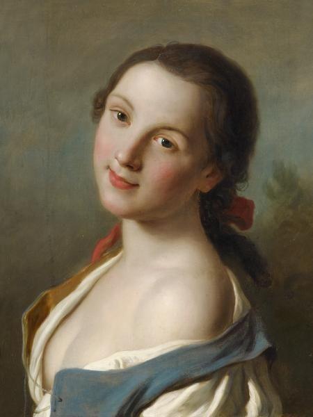 Rotari, Pietro Antonio 1707 Verona - 1762 St. Petersburg  Porträt einer jungen Frau. Öl auf Leinwand. Auf Holz. 44,5 x 35cm. Rahmen.