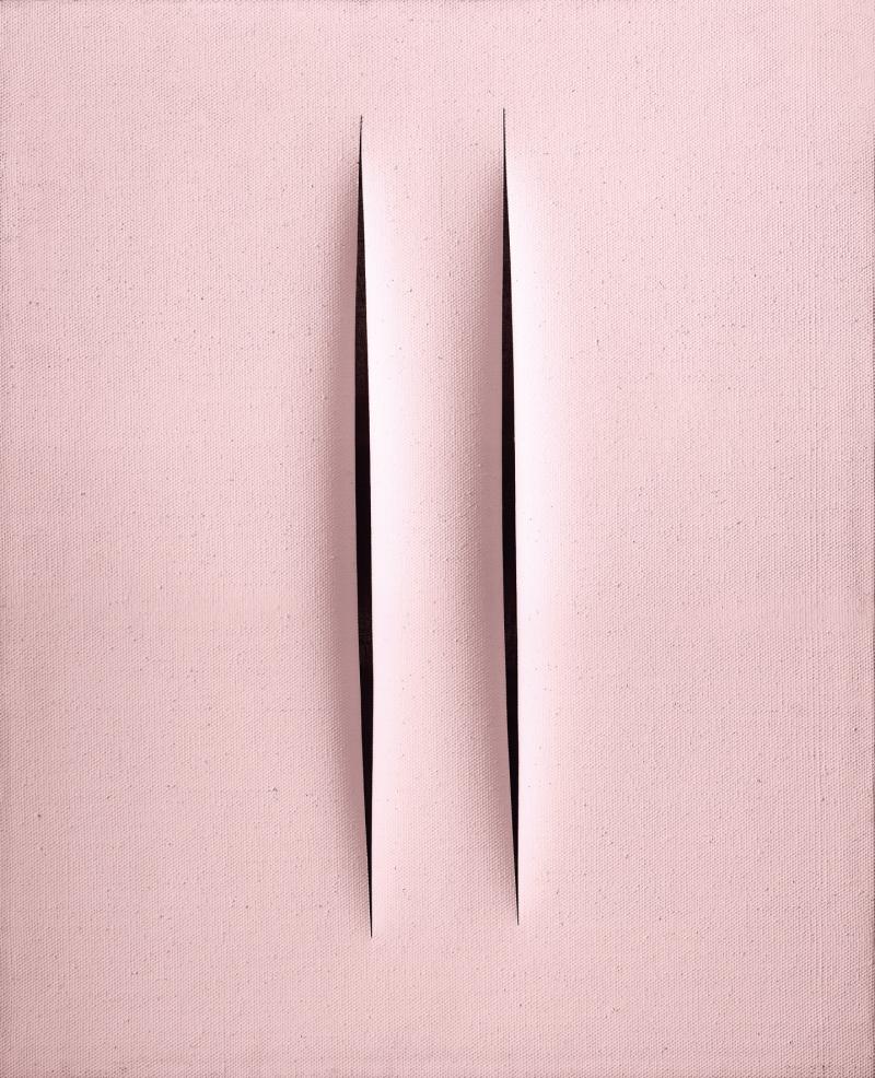 Lucio Fontana (1899 - 1968) Concetto Spaziale-Attese, 1968, Dispersionsfarbe/Leinwand, Schätzwert € 400.000 - 600.000, Auktion 24. Mai 2012