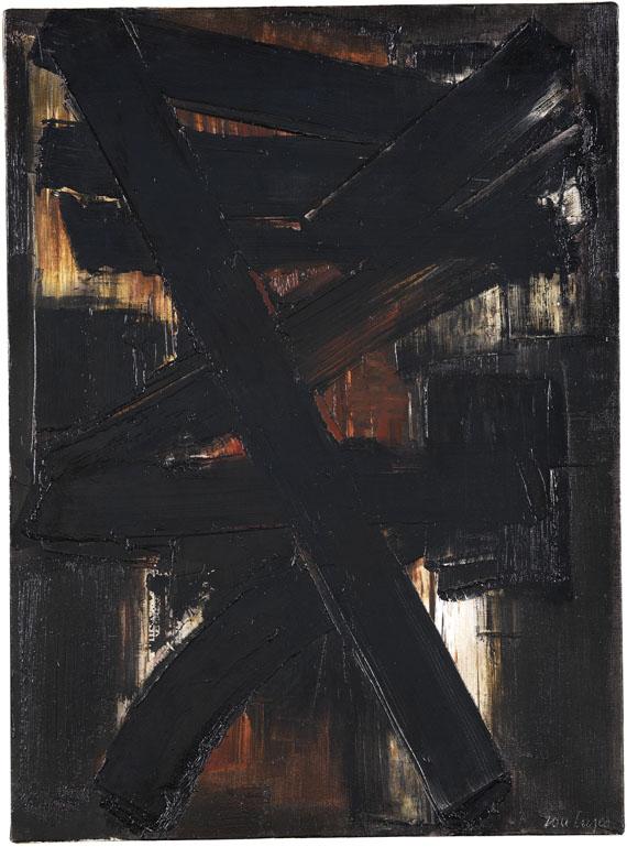 Auktion: 393 / Post War/Zeitgenössische Kunst am 09.06.2012   Lot: 112000952   Soulages, Pierre  Peinture 81 x 60 cm, 2 mai 1957  Schätzpreis: 150.000 EUR / 196.500 $