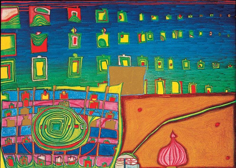 Hundertwasser, 611 Heimweh der Fenster – Heimweh ins Meer, 1964