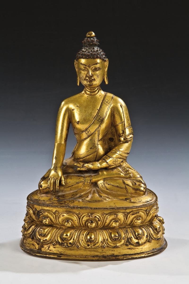 Lot 838: Buddha Shakyamuni, Tibet, 16./17. Jh., Erlös 16.500* Euro