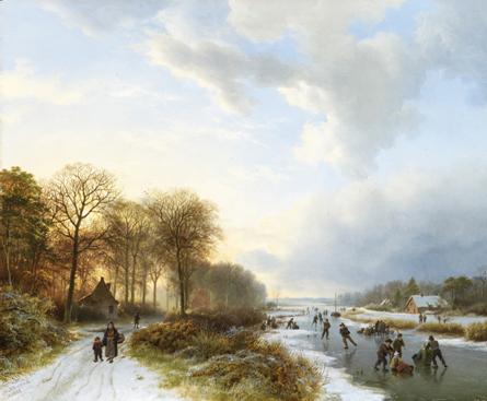 B.C. Koekkoek, Eisvergnügen in der Abendsonne, 1835, Privatsammlung