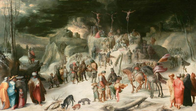 Kreuzigung im Schnee Karel van Mander 1599 Holz, 67 x 117 cm © Paris, Galerie de Jonckheere