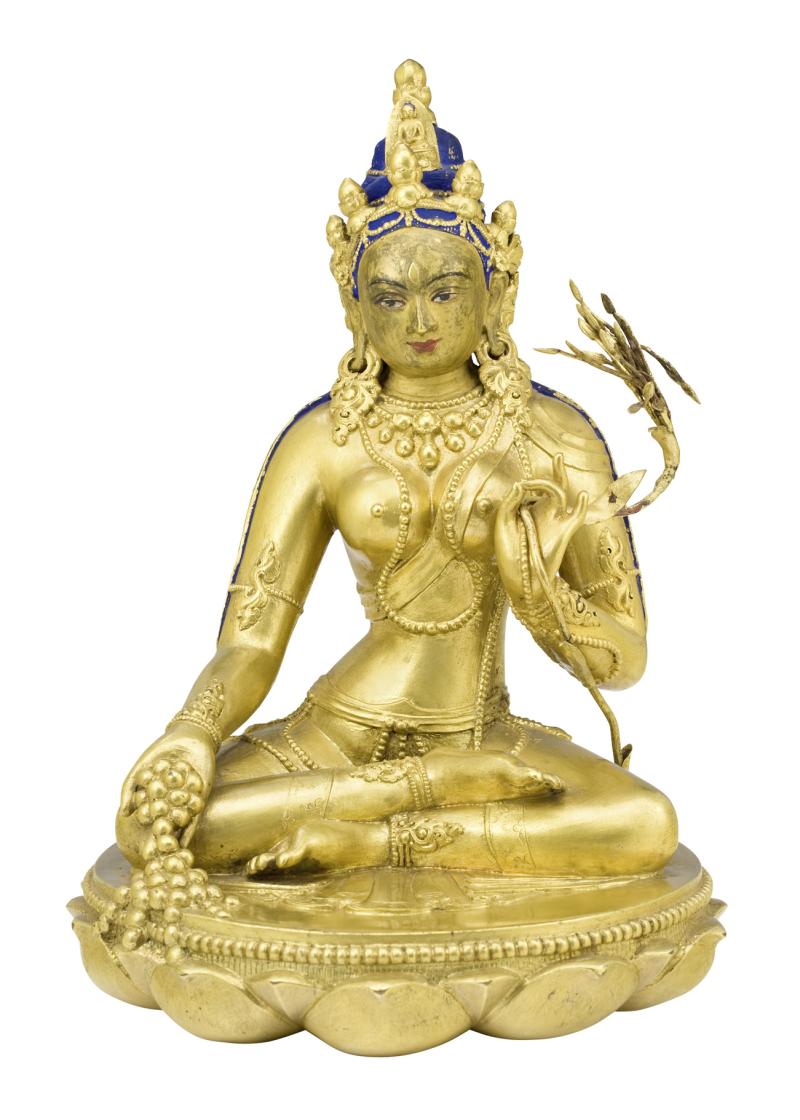 Abb. 87211: Weiße Tara, Tibet 18. Jh. (Bronze, H. 26, B. 18,5 cm), Limit 800 €, Zuschlag 185.000 €.