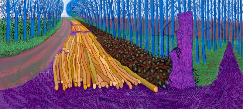 David Hockney "Winter Timber", 2009 Öl auf 15 Leinwänden / Oil on 15 canvases Je / each 91,44 x 121,92 cm, gesamt / total 274,32 x 609,60 cm © David Hockney Photo: Jonathan Wilkinson