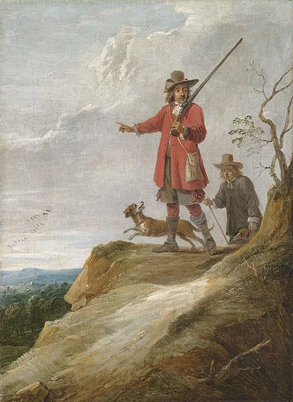 David Teniers der Jüngere (1610 - 1690)  Jäger auf einer Anhöhe monogrammiert 68 x 48,5 cm