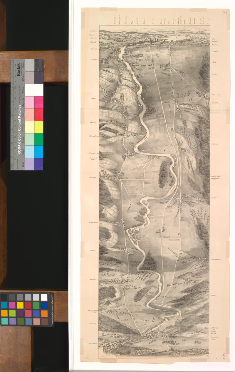 Anonym 19. Jahrhundert Panorama der Eisenbahnstrecke Zürich-Baden Lithographie, 1847