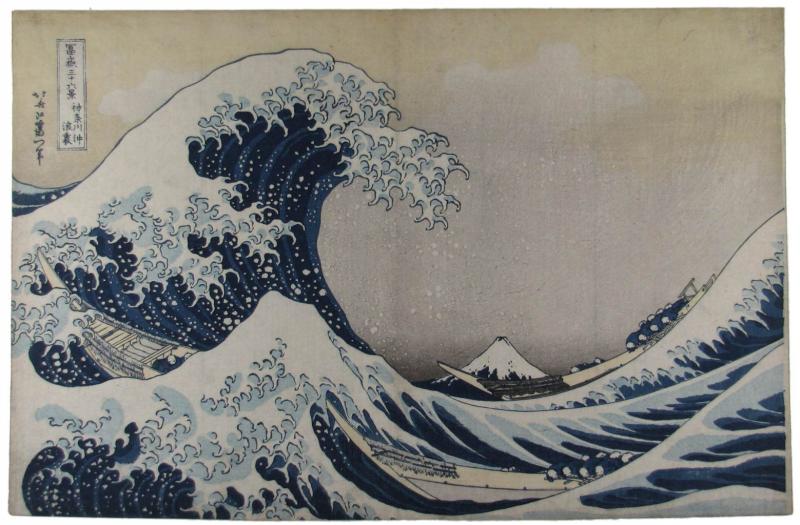 Katsushika Hokusai, Unter der Welle bei Kanagawa, aus der Serie: 36 Ansichten des Berges Fuji, um 1830 © Sammlung Leopold II