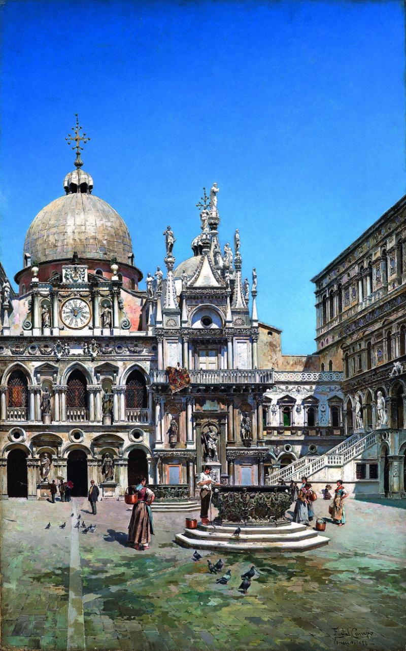 Fotonachweis: Dorotheum Federico del Campo (1837 - 1923), Der Innenhof des Palazzo Ducale in Venedig, 1888, Öl/Leinwand, 95 x 59,5 cm, erzielter Preis € 97.900