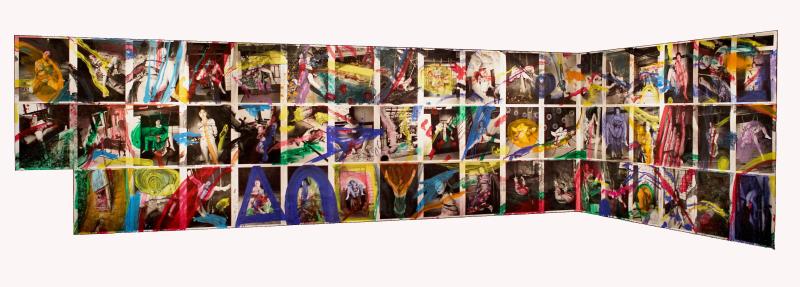 NOBUYOSHI ARAKI Kinbaku Shamaki Japan, 2006 Collage of 53 gelatin silver prints, overpainted by the artist with acrylic paint each 56 x 46 cm Verso: numbered by the photographer in ink © Nobuyoshi Araki / WestLicht, Vienna