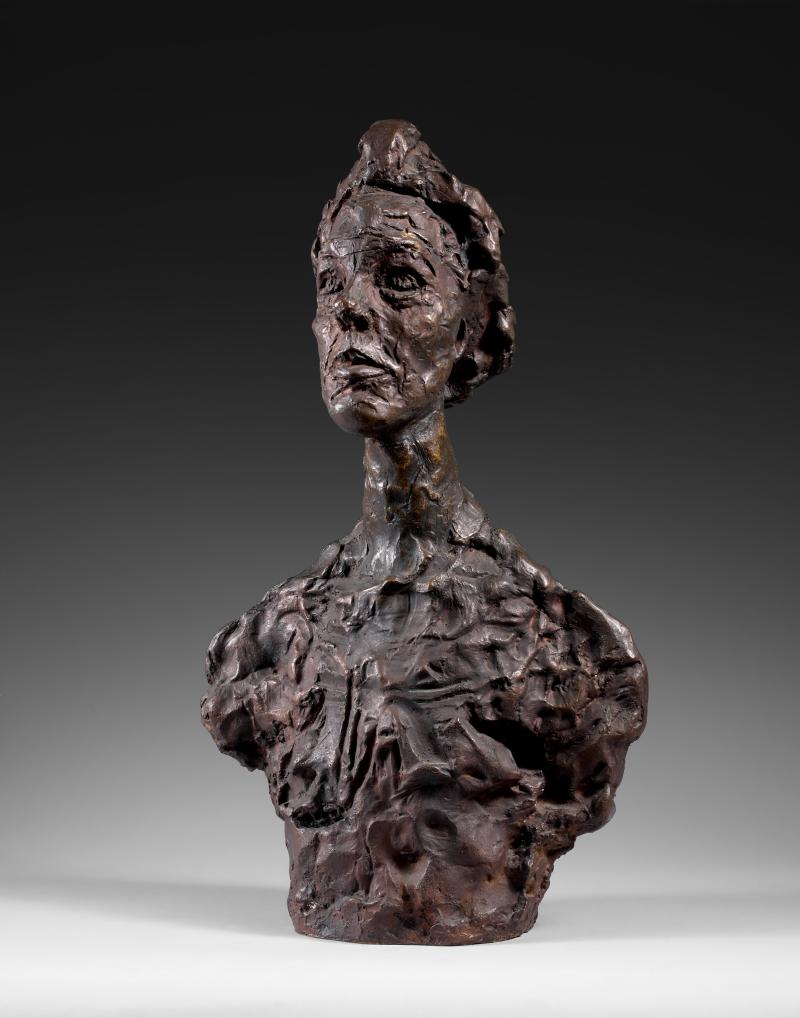 Exhibitor: Dickinson  Alberto Giacometti (1901-1966) Annette Venice Bronze with brown patina,46.5 x 26.5 x 12.7 cm Signed and numbered 'Alberto Giacometti 6/6'; inscribed with the foundry mark 'Susse Fondr Paris' Circa 1960