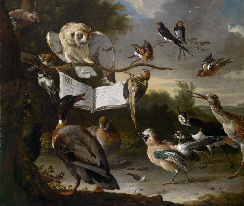 Melchior de Hondecoeter (1636 - 1693) Das Vogelkonzert, signiert, datiert 1670, Öl/Leinwand, 87 x 99 cm, erzielter Preis € 711.300