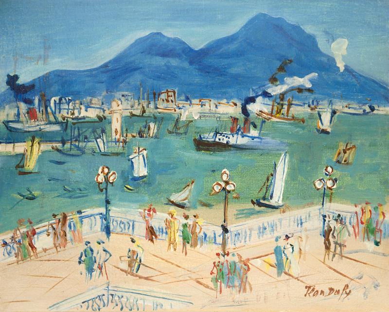 The Bay of Naples Jean Dufy (Le Havre 1888-1964 Boussay) French school Oil on canvas 34 x 42 cm Signed lower right Certificate of authenticity by Jacques Bailly n° 4339 Provenance: Hammer Galleries, USA; William F. Carr, USA; private collection, The Netherlands.  Aussteller: Boon Gallery