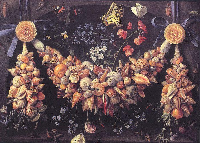 Jan van Kessell Antwerpen, 1626 - 1678 Stilleben mit Muscheln und Blumen Öl auf Kupfer, Privatsammlung