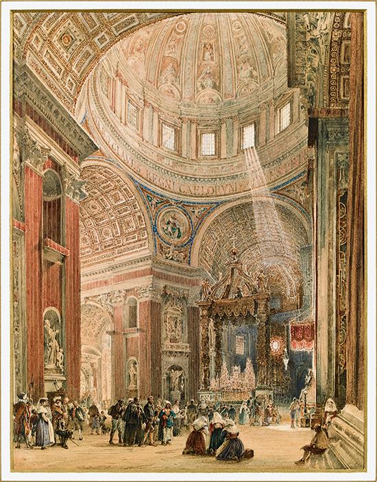 ALT, Rudolf von 1812 - 1905 Das Innere des Petersdoms 	  Auktion 22. April 2013 Aquarell auf Papier, 26,2 x 35,8 cm € 30.000 – 50.000