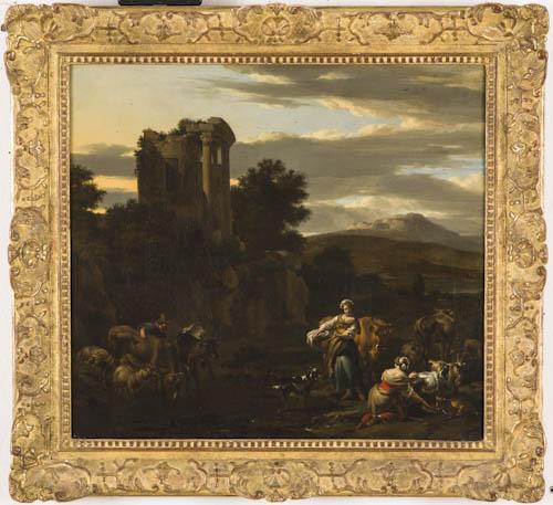 Nicolaes Pietersz Berchem (1620 Haarlem - Amsterdam 1683).  italienische Berglandschaft (Taxe 12.000 €).