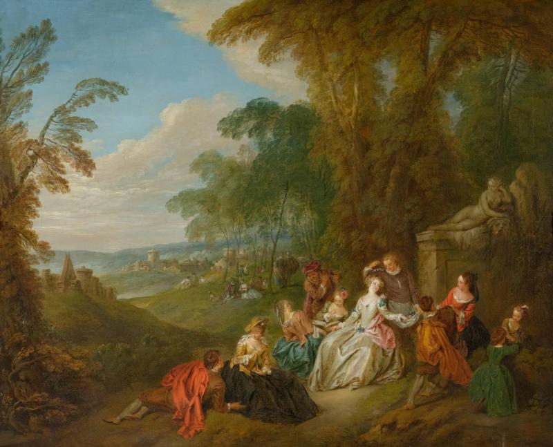 A164 / 3038 JEAN-BAPTISTE PATER (Valenciennes 1695-1736 Paris) Fête champêtre. Öl auf Leinwand. 89x110 cm.  CHF 80 000 / 120 000