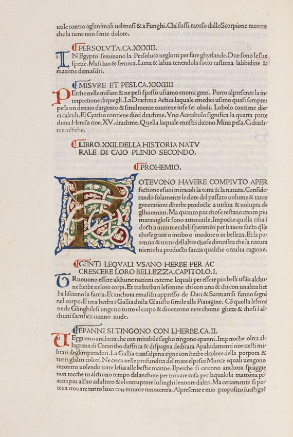 Lot: 16   Plinius Secundus, C.  Historia naturale (1476)  Schätzpreis: 35.000 EUR / 45.150 $. Erlös von € 34.000*