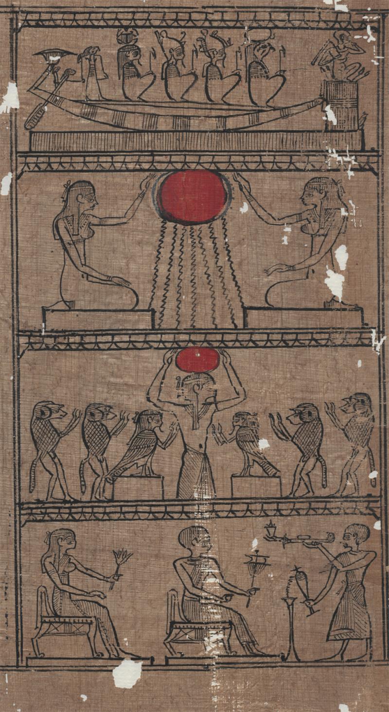 Sonnenlauf Detail aus dem Totenbuch der Nefersobek Papyrus Ptolemäische Zeit (c) onb.ac.at